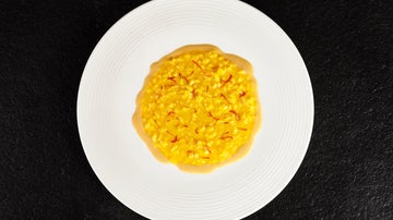 El vistoso risotto de Enrico Croatti en Orobianco.